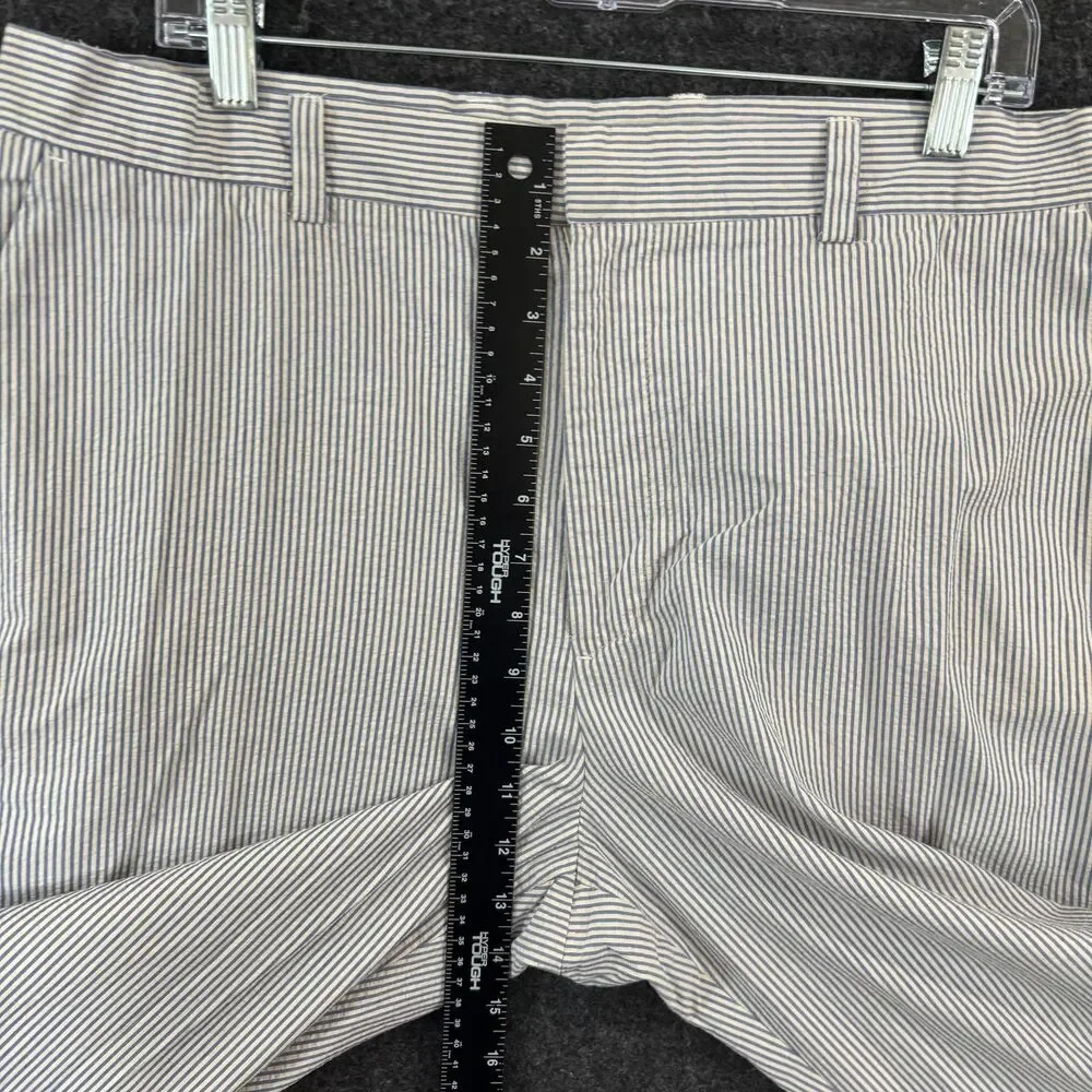 J Crew Pants Men's 36x30 Blue White Striped Seersucker Cotton Chino Flat Front